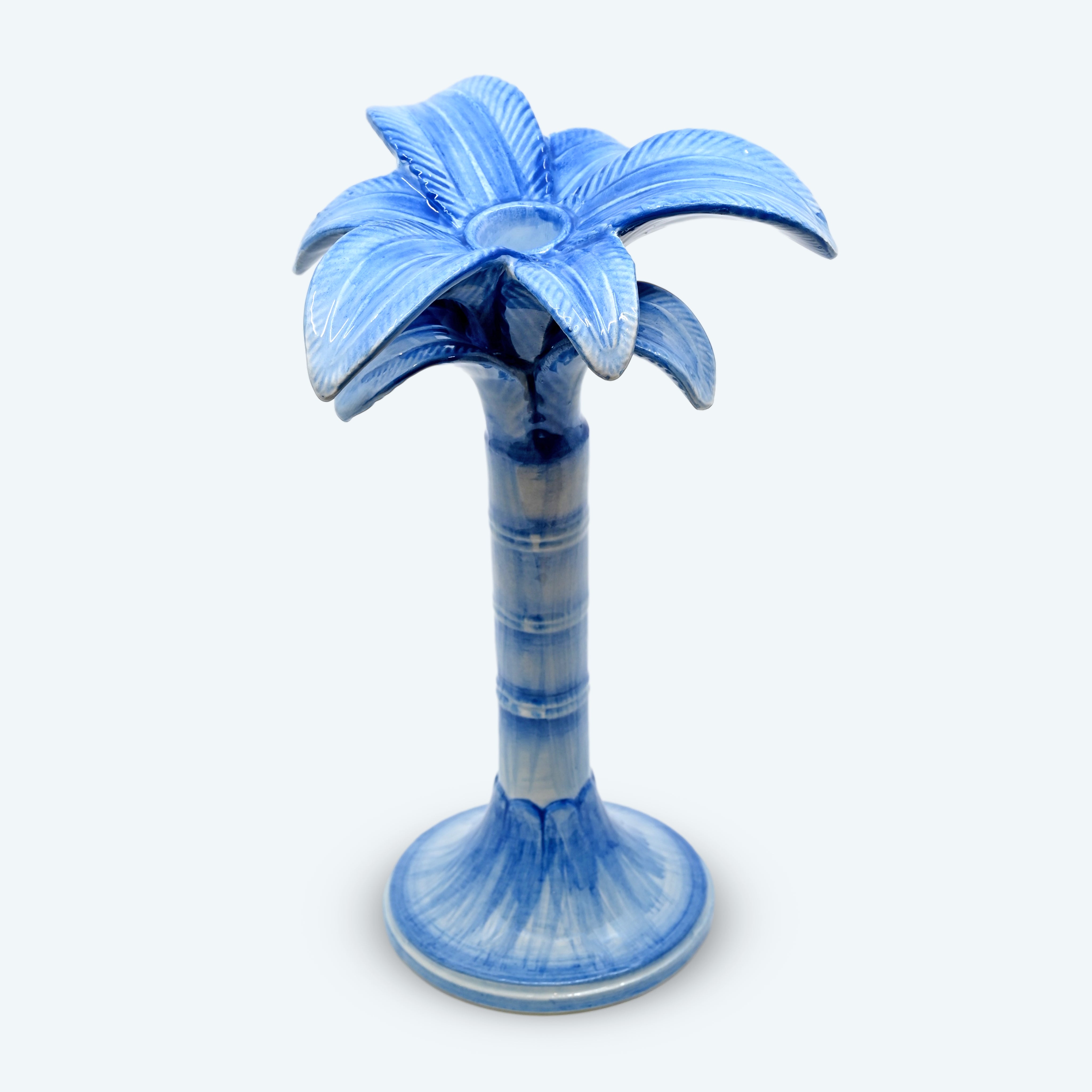 Medium Palm Blue Candle Holder - Candle Holder